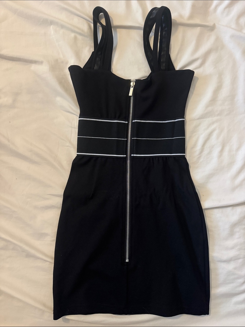 Manière De Voir Black Dress with White Waist Stripes - Picture 2 of 3